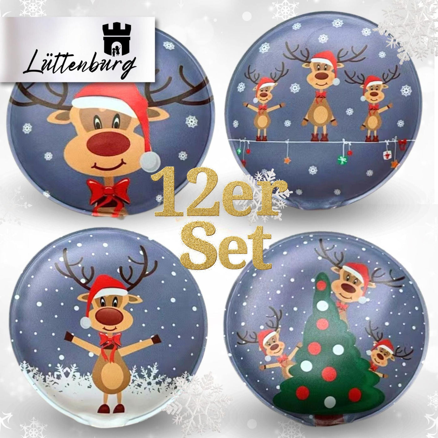 42764PP - 12er Set Taschenwärmer Rentier Rudolph