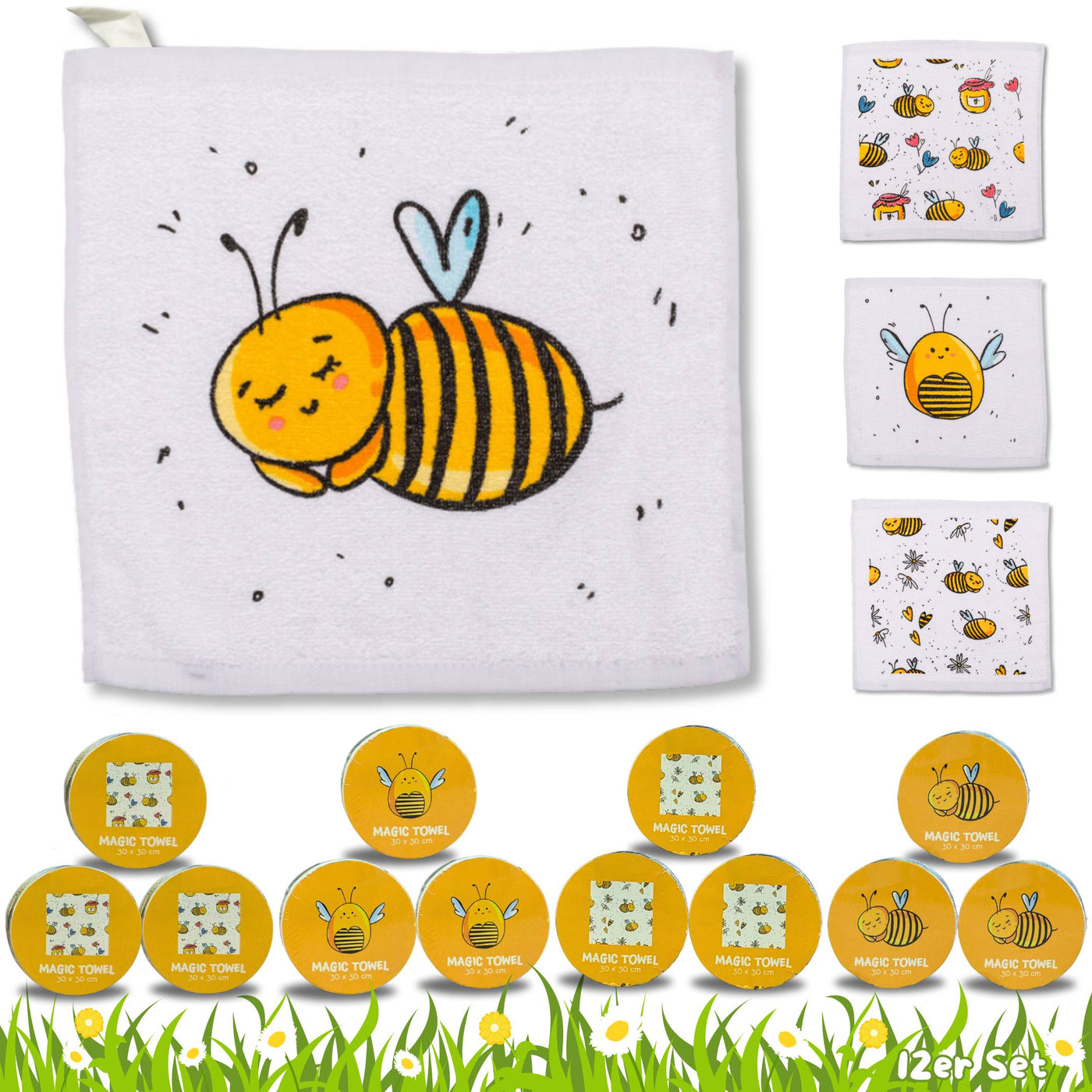 12er Set | Magisches Handtuch | Bienen & Honig