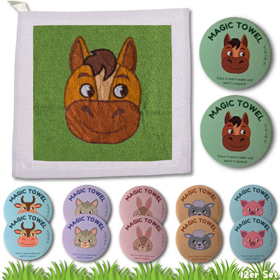 12er Set | Magisches Handtuch | Farm Tiere Bauernhof Pastell