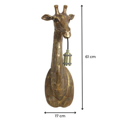 Wandleuchte | Giraffe Gold antik | Tier Lampe 61 cm