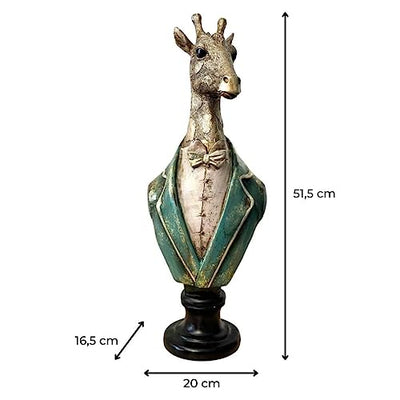 Hochwertige XL Dekofigur | Graf Giraffe | Gold Türkis