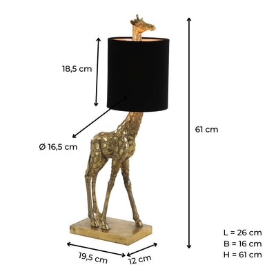 Tischlampe | Giraffe Gold | Lampenschirm Schwarz