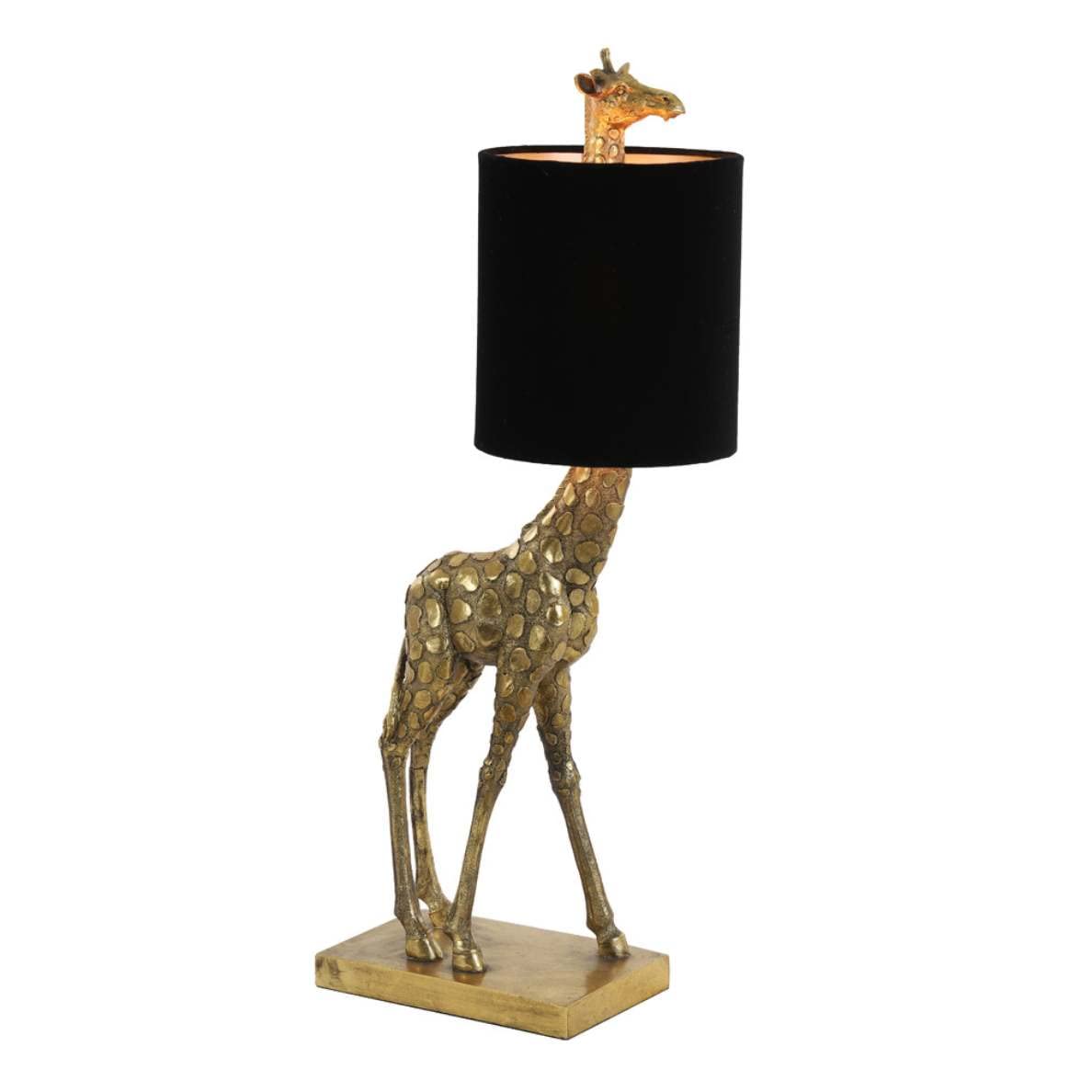 Tischlampe | Giraffe Gold | Lampenschirm Schwarz