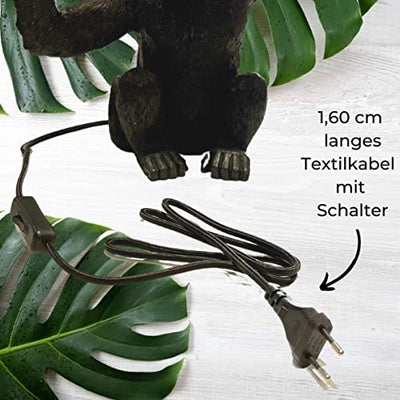 Tischlampe | Affe Schwarz |  Lampenschirm Grün