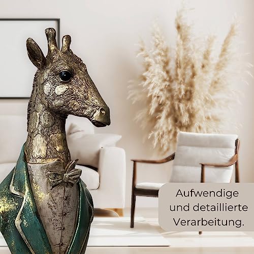 Hochwertige XL Dekofigur | Graf Giraffe | Gold Türkis