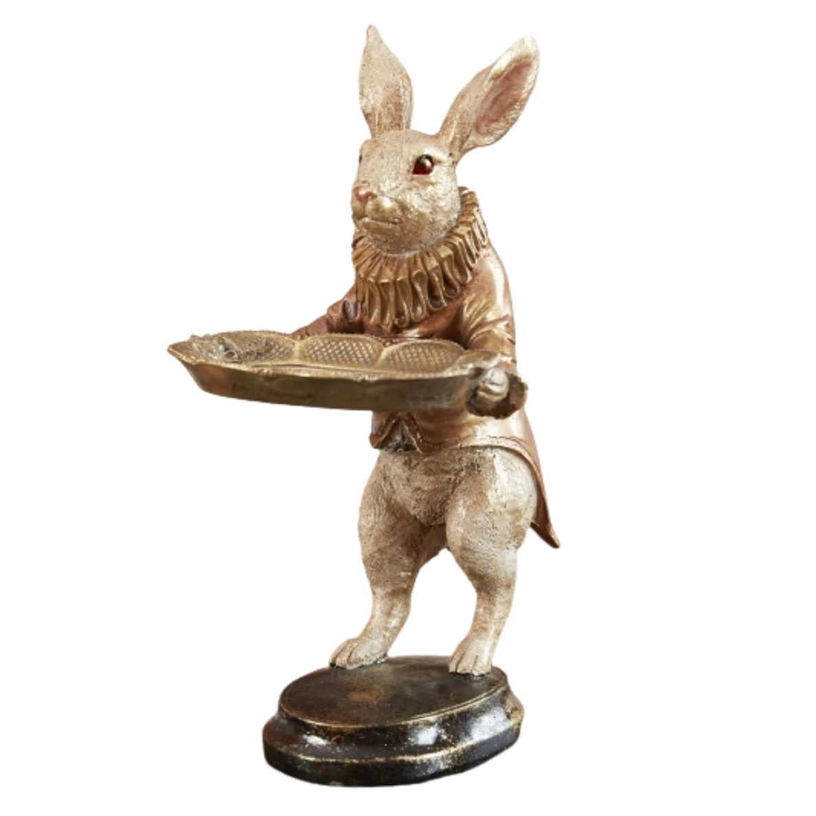 Dekofigur Hase im Frack | Skulptur Handbemalt | Gold