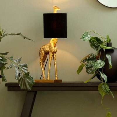 Tischlampe | Giraffe Gold | Lampenschirm Schwarz