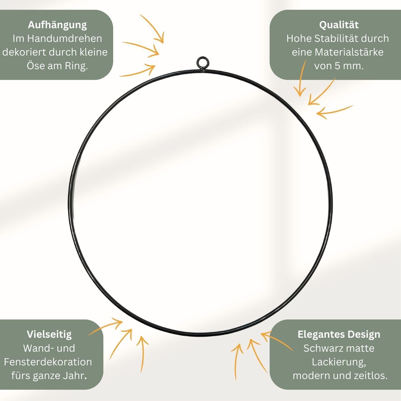 4er Set Dekoring Metallring zum Hinhängen schwarz Ø ca. 35 cm