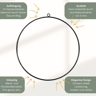 4er Set Dekoring Metallring zum Hinhängen schwarz Ø ca. 35 cm