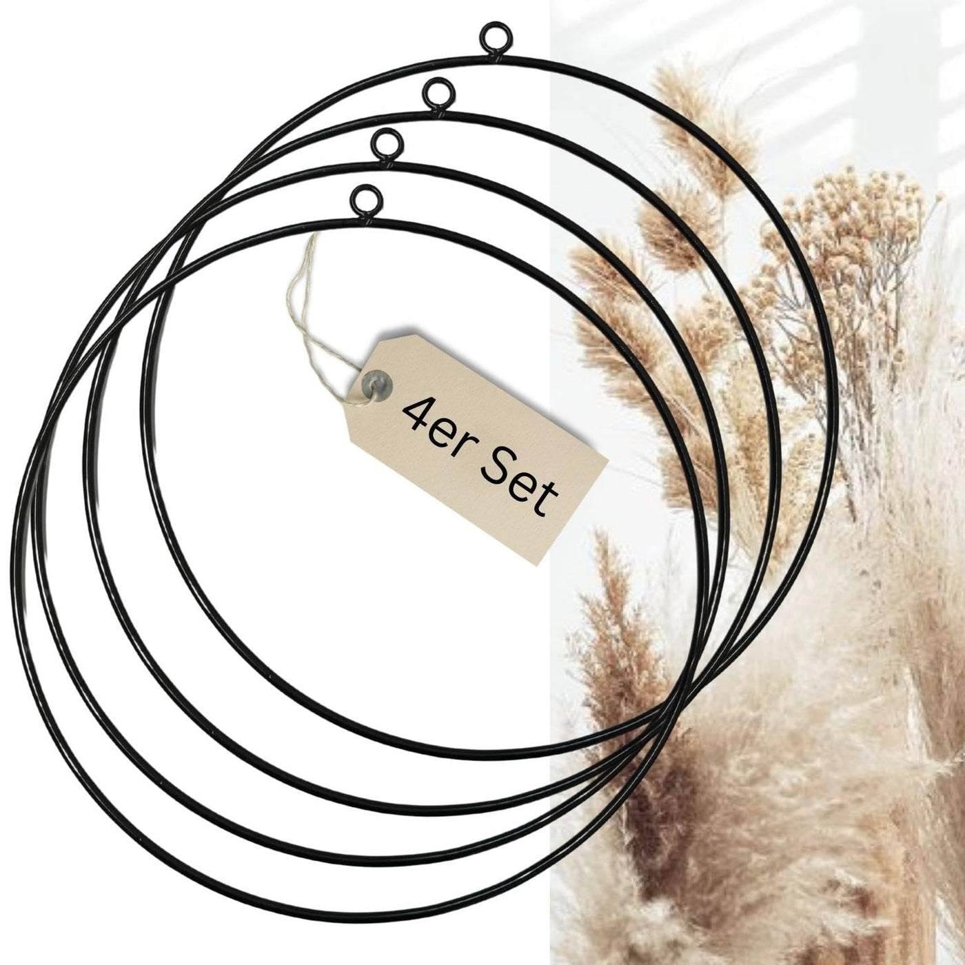 4er Set Dekoring Metallring zum Hinhängen schwarz Ø ca. 35 cm