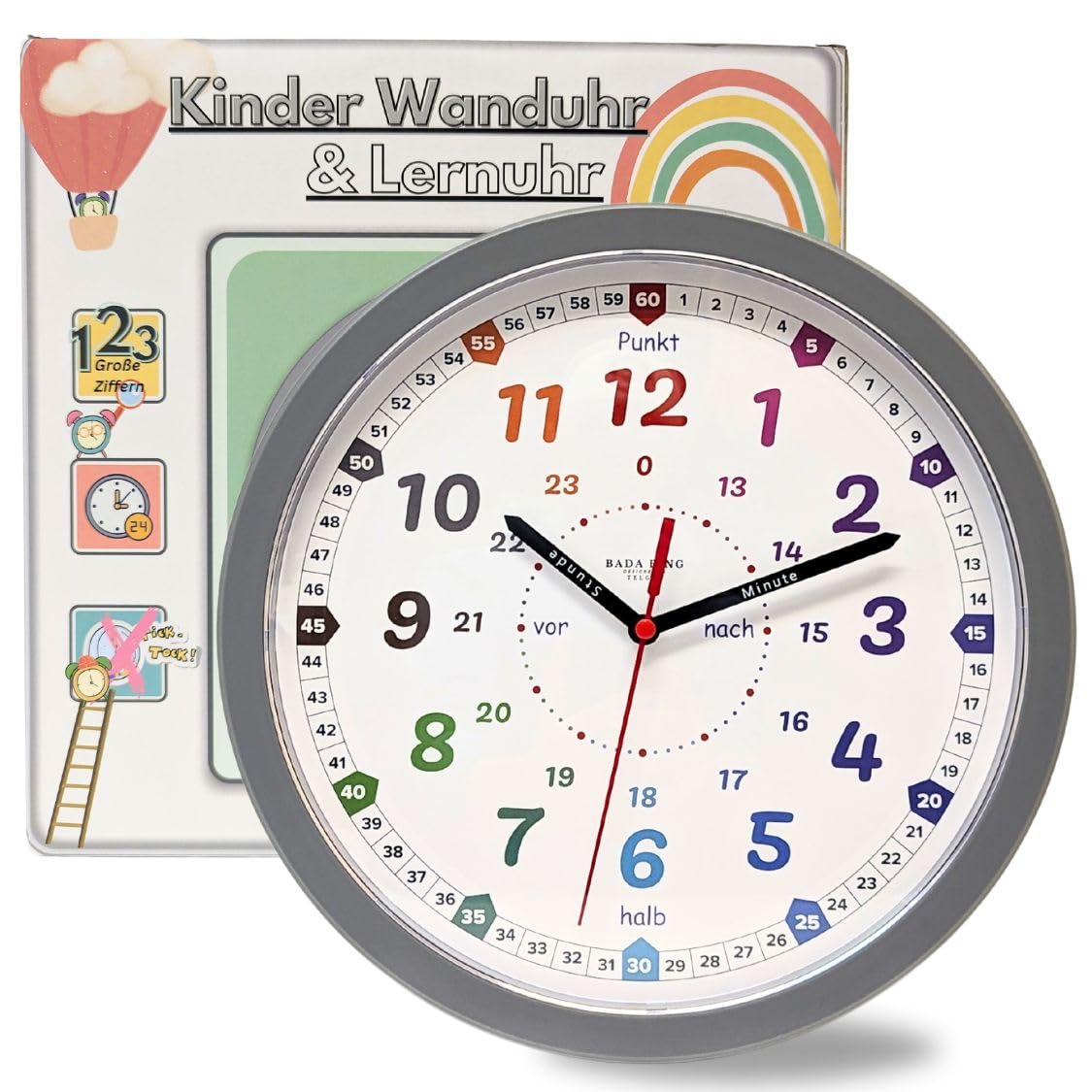 15002_Lernuhr_25 cm Wanduhr für Kinder