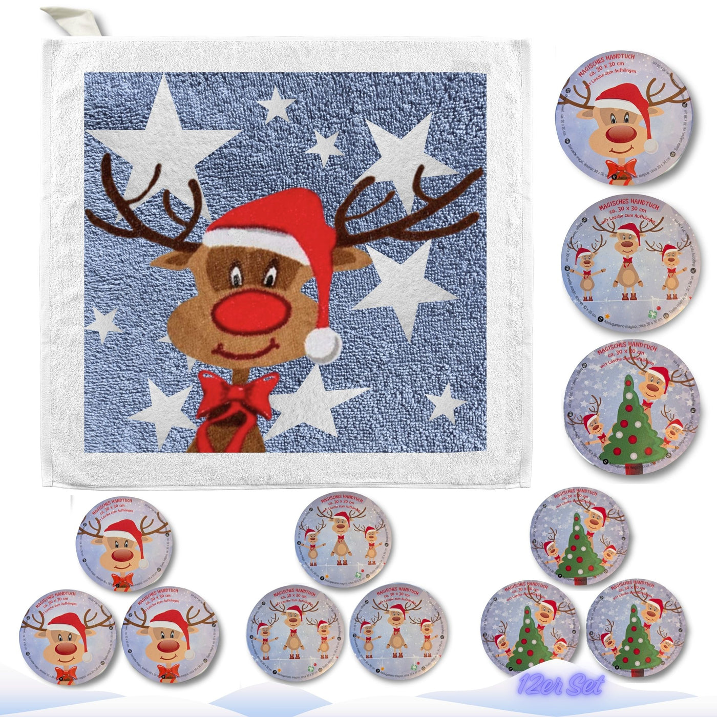 71298 12er Set Mag. Handtuch Rentier