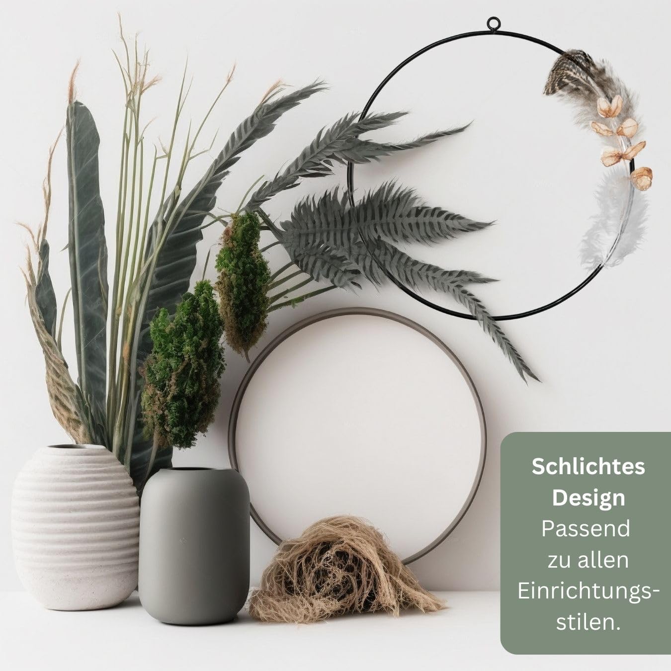 4er Set Dekoring Metallring zum Hinhängen schwarz Ø ca. 35 cm