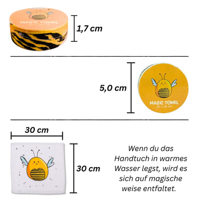 4er Set Zaubertuch | Magisches Handtuch | Bienen & Honig