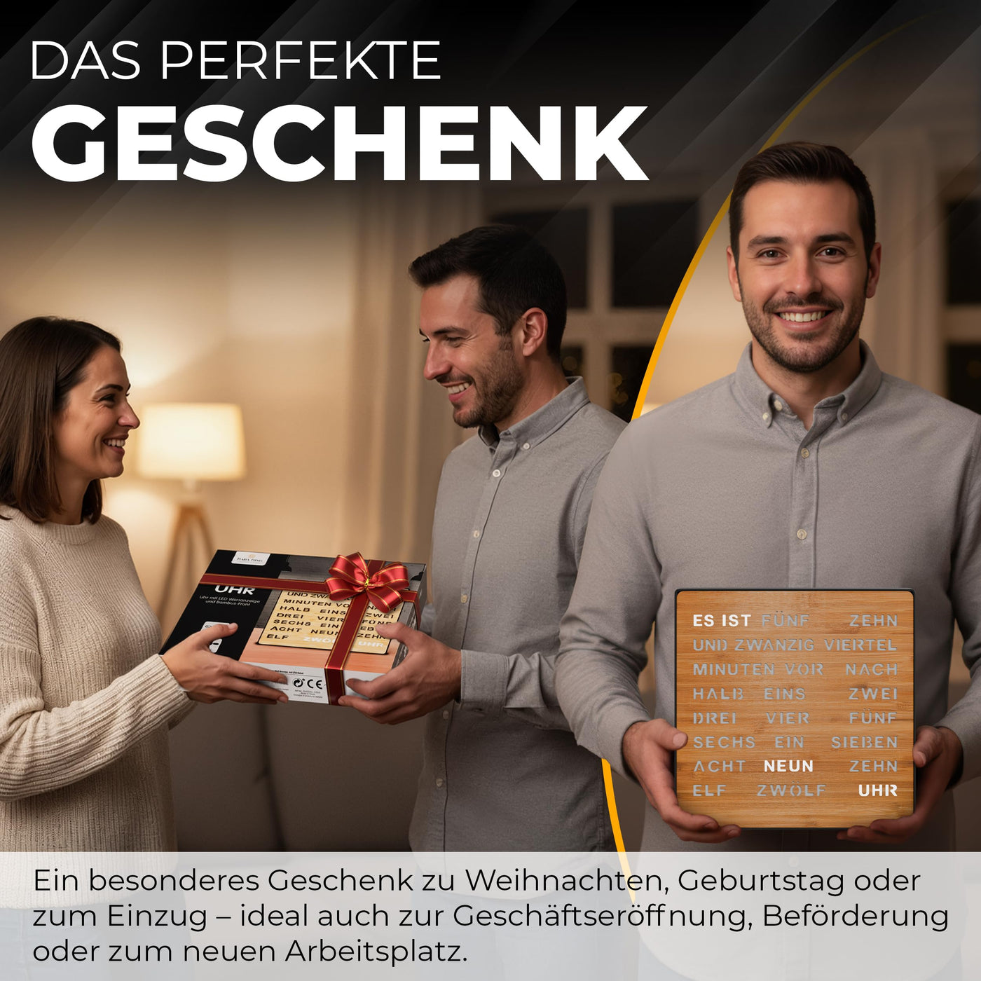 79/33013 LED Wort Uhr Bambus