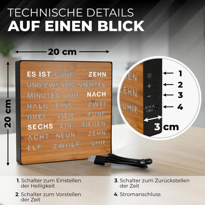 79/33013 LED Wort Uhr Bambus
