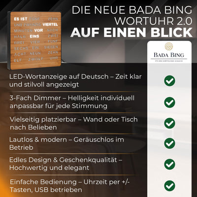 79/33013 LED Wort Uhr Bambus