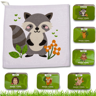 6er Set Zaubertuch | Magisches Handtuch | Waldtiere