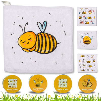4er Set Zaubertuch | Magisches Handtuch | Bienen & Honig