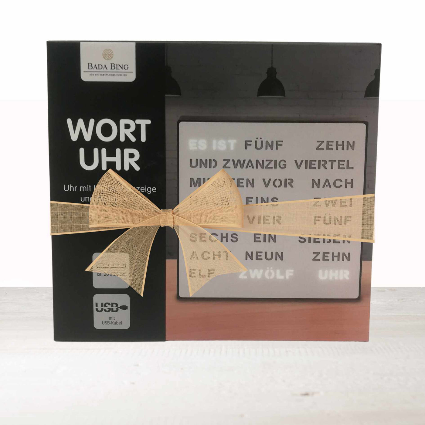 LED Wortuhr Wanduhr | Silber Optik, Metall