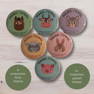24er Set | Magisches Handtuch | Farm Tiere Bauernhof Pastell