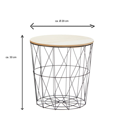 3er Set Metall-Tisch | Beistelltisch Metallkorb Couchtisch helle Platte