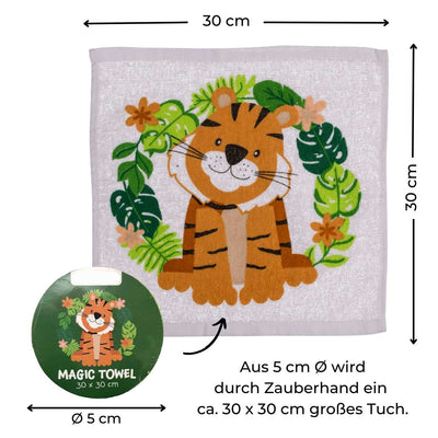 12er Set Zaubertuch | Magisches Handtuch | Zoo Safari Tiere