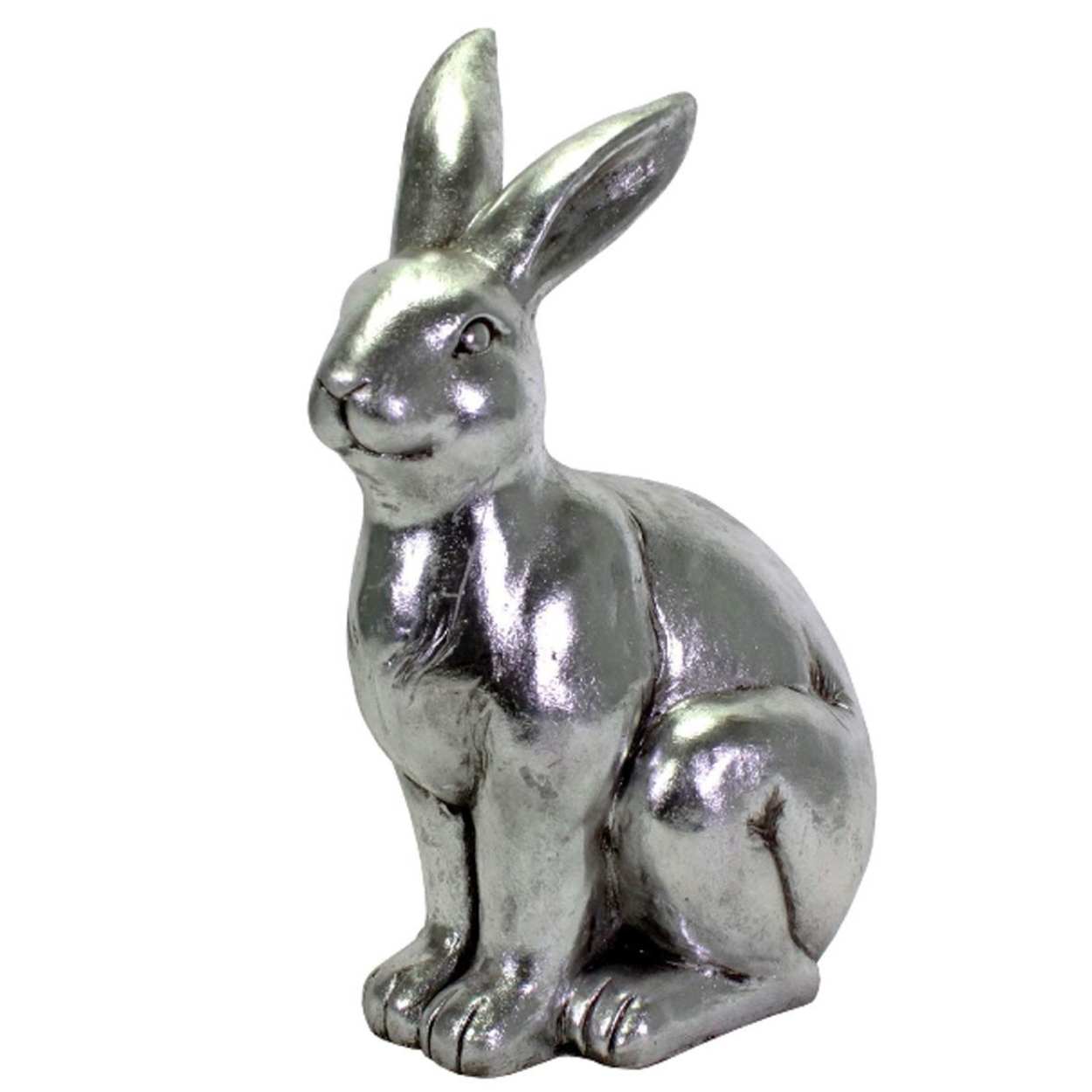 Dekofigur Hase | XXL Osterdekoration | Silber ca. 51,5 cm