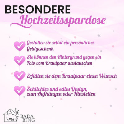 Spardose Hochzeitskasse | Hochzeitsspardose | Weiß