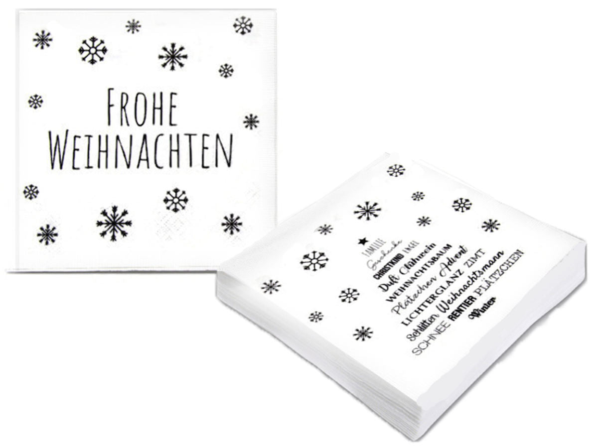 2er Set Servietten | Schneeflocken mit Spruch | 40 Servietten