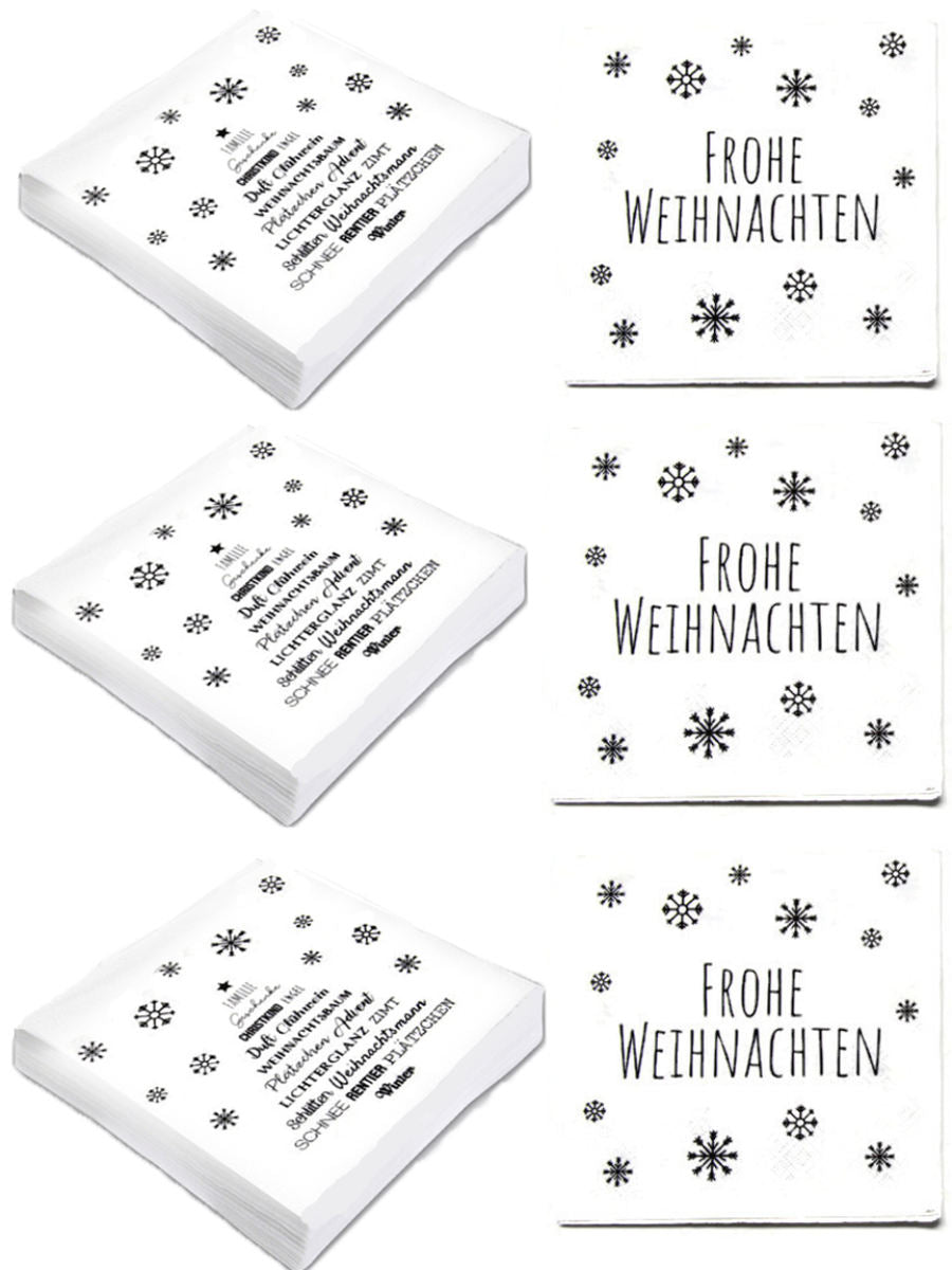 2er Set Servietten | Schneeflocken mit Spruch | 40 Servietten