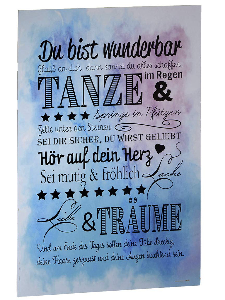 – Wandschild (schwarz) Du | | | 60x40cm Bist Motivationsschild Wunderbar BadaBing-Deko