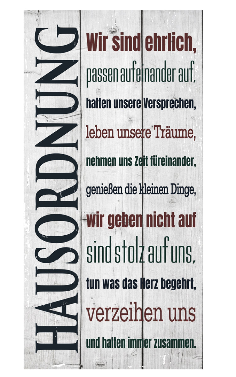 Schild | Hausordnung | KLEIN 40x20cm