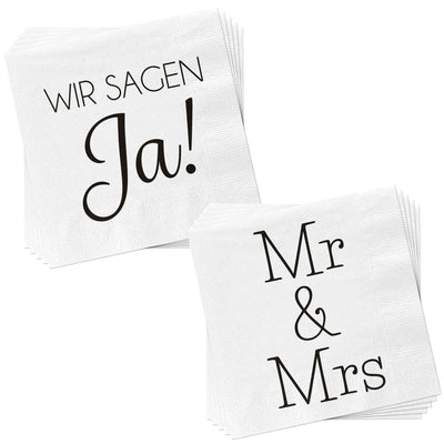 2er Set Servietten | "Wir sagen Ja" und "Mr & Mrs" | 40 Stück